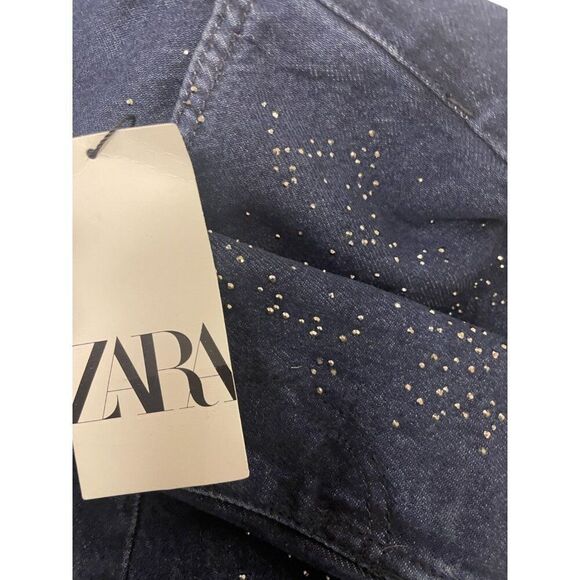 Zara Women Sparkly Bermuda Jean Shorts UK 38 US 6 Blue Denim 0943/246 NWT - Picture 8 of 11